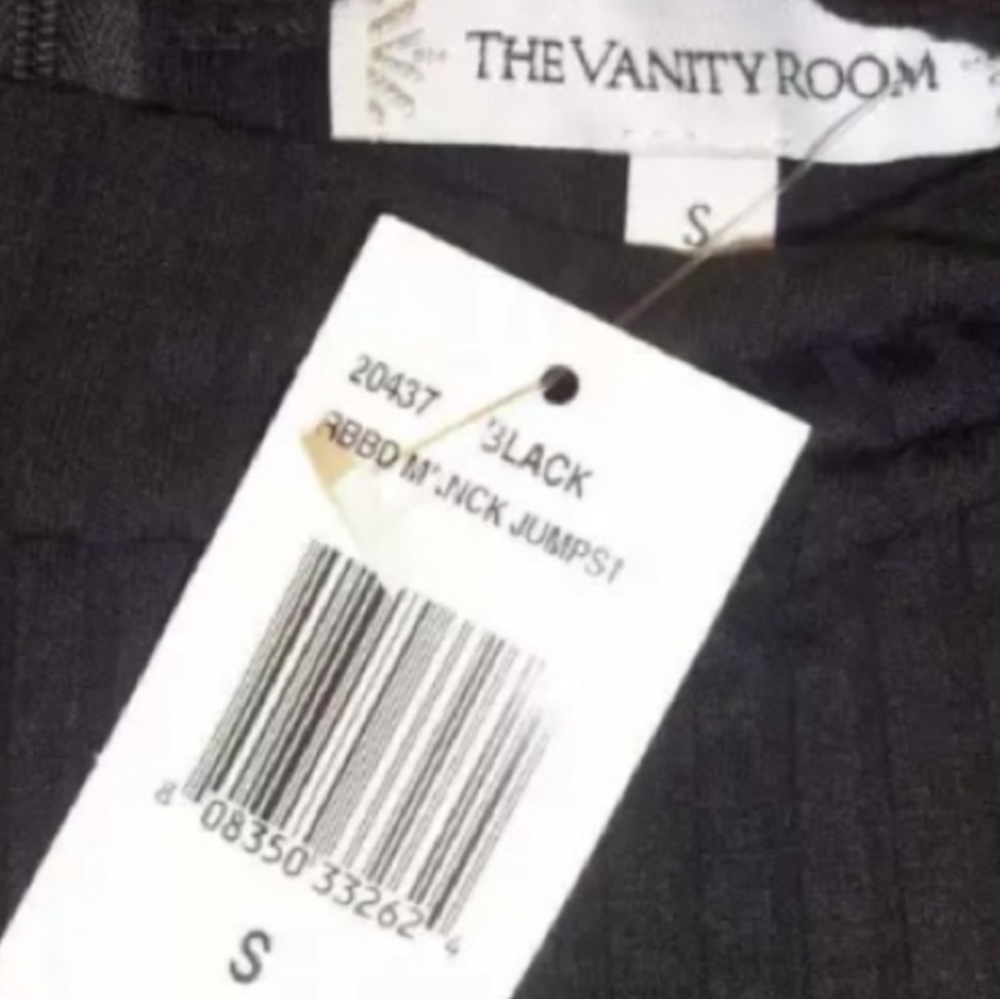 The Vanity Room Skinny Ribbed Jumpsuit Small Mock Neck Sleeveless Skinny Leg NWT - Picture 8 of 13
